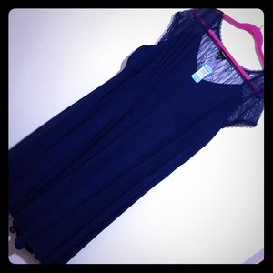 Blue chiffon special occasion dress with lace